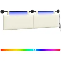 vidaXL Hangend hoofdbord Crèmekleurig Corduroy stof