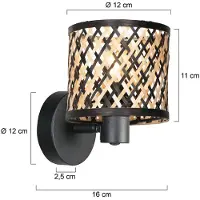Mexlite Wandlamp Sumba met bamboe kapje Ø12cm