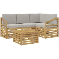 vidaXL Buiten bank set 5 st Wit en Lichtgrijs Polyester