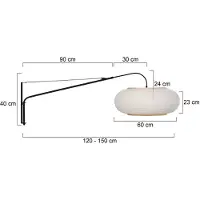 Steinhauer Wandlamp zwart Silva Alba met witte kap Ø60cm