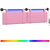vidaXL Hangend hoofdbord Roze Stof