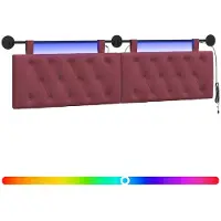 vidaXL Hangend hoofdbord Met LED-verlichting Wijnrood Stof