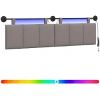 vidaXL Hangend hoofdbord Met LED-verlichting Taupe Stof