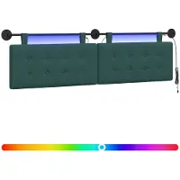 vidaXL Hangend hoofdbord Met LED-verlichting Donkergroen Stof