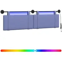 vidaXL Hangend hoofdbord Met LED-verlichting Jeans Blauw Stof