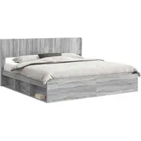 vidaXL Bedframe met opbergruimte en hoofdbord 2 st Bewerkt hout