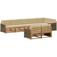 vidaXL Tuinset met 8 zitplaatsen, natuurlijke en beige kleuren