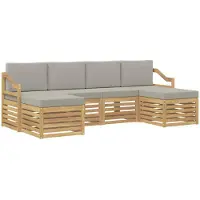 vidaXL Buiten bank set 6 st Wit en Lichtgrijs Polyester