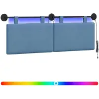 vidaXL Hangend hoofdbord Met LED-verlichting Blauw Corduroy stof