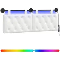 vidaXL Hangend hoofdbord Met LED-verlichting Wit Stof