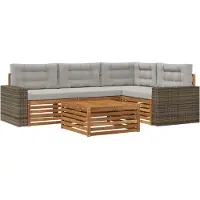 vidaXL Buiten bank set 5 st Naturel en lichtgrijs Polyester
