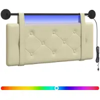vidaXL Hangend hoofdbord Met LED-verlichting Crèmekleurig Kunstleer