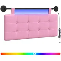 vidaXL Hangend hoofdbord Met LED-verlichting Roze Stof