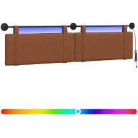 vidaXL Hangend hoofdbord Met LED-verlichting Bruin Antiek PU