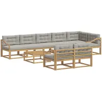 vidaXL Buiten bank set 9 st Wit en Lichtgrijs Polyester