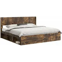 vidaXL Bedframe met opbergruimte en hoofdbord 2 st Bewerkt hout
