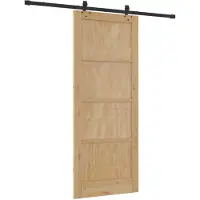 vidaXL Schuifdeur Naturel en Zwart 86 x 211 cm Massief grenenhout