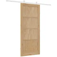 vidaXL Schuifdeur Natuurlijk en Wit 86 x 198,5 cm Massief grenenhout