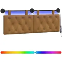 vidaXL Hangend hoofdbord Met LED-verlichting Bruin Fluweel
