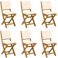 vidaXL Buiten bistrostoelen, 6 stuks, crèmekleurig, massief acaciahout