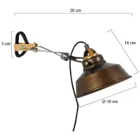 Steinhauer Bronzen klemlamp / wandlamp Nove 1320BR met E27 fitting en schakelaar