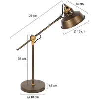 Steinhauer Bronzen stoere tafellamp Nove 1321BR met E27 fitting