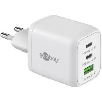 Goobay USB multipoort snellader Nano | 3 poorten | USB-A & USB-C | 65W | GaN | Power Delivery | Wit
