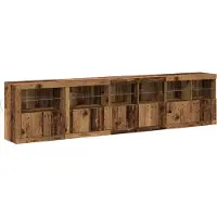 vidaXL LED-zijtafel, gerecycled hout, 283 x 37 x 67 cm, houtvezel