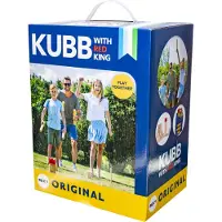 Bex Kubb Original – Zweeds Vikingschaak – Premium Buitenspel – Massief Rubberhout – Koning Met Rode Kroon – Vanaf 8 Jaar – Inclusief Draagtas