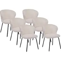 Vente-unique Set van 6 stoelen van ribfluweel en zwart metaal - Crèmewit - RELIOZA