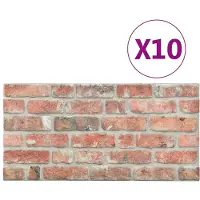 vidaXL Wandpanelen 10 pcs Rood 100 x 50 cm EPS-schuim