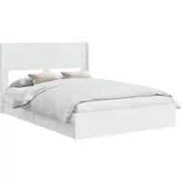 vidaXL Bedframe met opbergruimte en hoofdbord Wit 140 x 190 cm