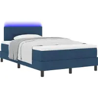 vidaXL Boxspringbed met kussens en hoofdbord, blauw, 120 x 200 cm, stof