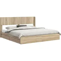 vidaXL Bedframe met opbergruimte en hoofdbord Sonoma Eiken