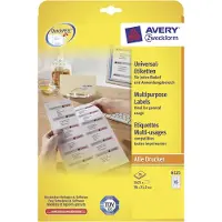Avery Universele etiketten 38 x 21,2 mm, wit, Inkjetprinter, Laserprinter, Kopieerapparaat, permanent klevend 6121