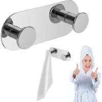 Laveo Miri Serie - Dubbele Handdoekhouder - Zelfklevend - Wandmontage - Chroom