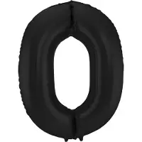 We Fiesta Folat - Folieballon Cijfer 0 Zwart Metallic Mat - 86 cm