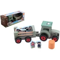 Johntoy Fien & Teun 80173 - Houten tractor - Aanhanger en accessoires - Ca. 34 x 11 x 12 cm