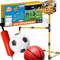 Woopie 2-in-1 basketbalset: voetbaldoel + ballen en pomp - UNI