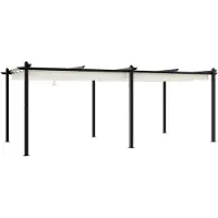 vidaXL Prieel met uittrekbaar dak 3x6 m aluminium crèmekleurig