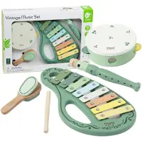 Classic World Houten Vintage Muziekinstrumenten Set - muziekinstrumenten - 5 delig - muziek - kinderen - educatief