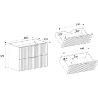 Vente-unique Hangmeubel voor badkamer met inbouwwastafel - Licht naturel en zwart - 100 cm MADELA