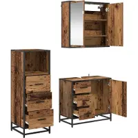 vidaXL Badkamermeubel Set 3 st Oud Hout 35 x 37,5 x 100 cm