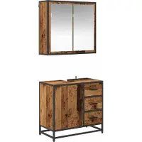 vidaXL Badkamermeubel Set 2 st Oud Hout 65 x 33 x 60 cm Bewerkt hout