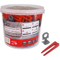 AWTOOLS Tegelnivelleersysteem Standaard 1,5 mm - 7-15 mm - Clip 300 stuks + Wig 100 stuks