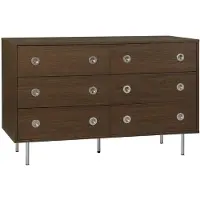 Sweeek - Vintage ladekast 6 lades houtdecor en roestvrij staal 120cm - shelby