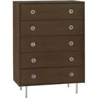 Sweeek - Vintage ladekast 5 lades houtdecor en roestvrij staal 80cm - shelby