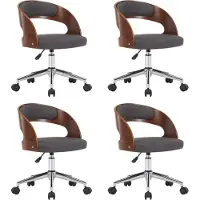 vidaXL Eetkamerstoelen 4 st draaibaar gebogen hout en stof grijs