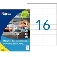 Agipa Universele etiketten, 105 x 37 mm, wit, rechthoekig