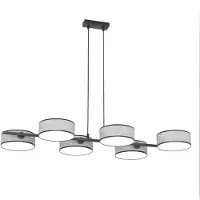 Emibig Hanglamp DRUMZ, zwart-grijs, 6x E14, 15W, stoffen kap, afmetingen: 120x100x46 cm, IP20,